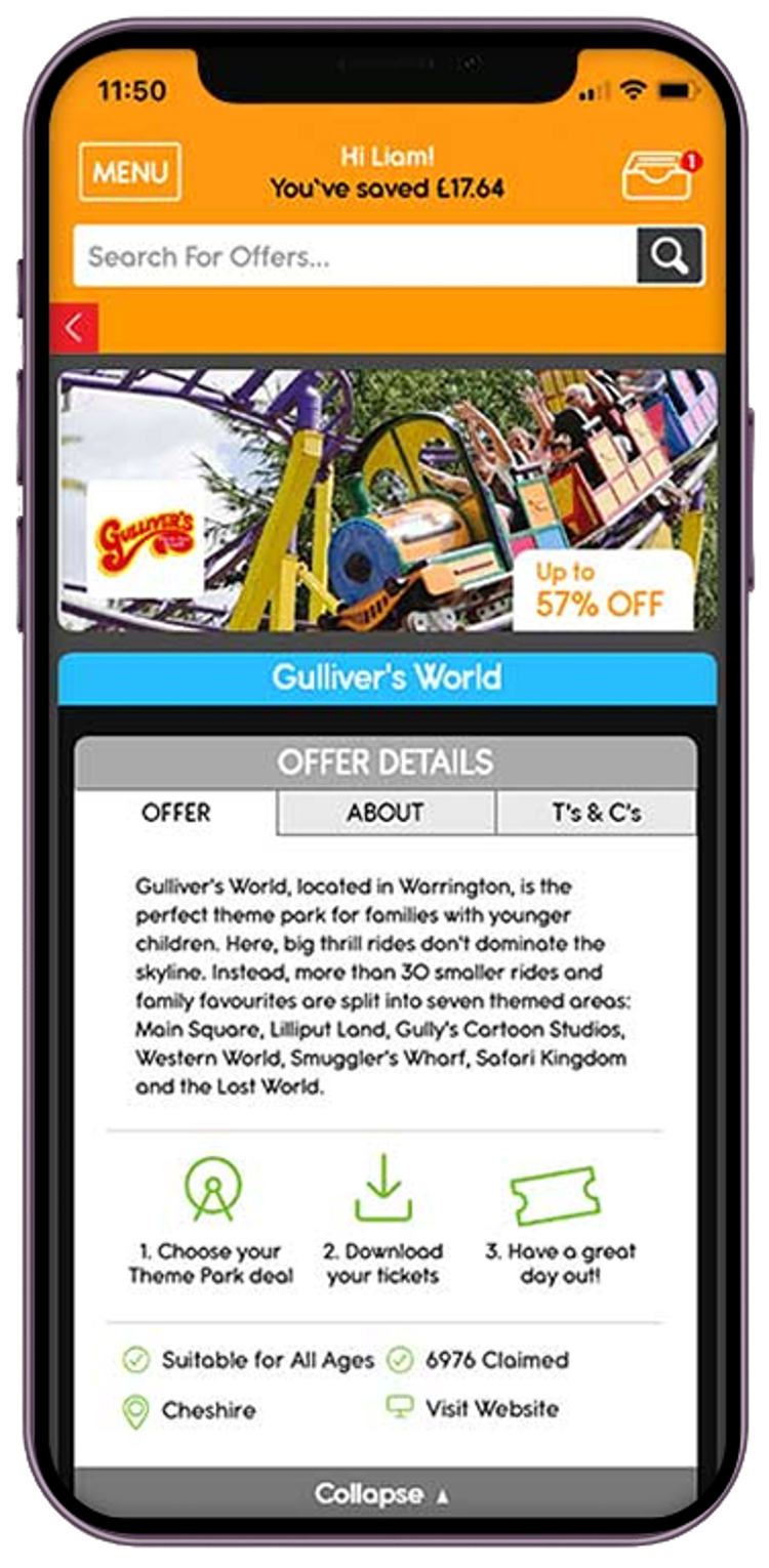An example of what an offer page looks like on a phone