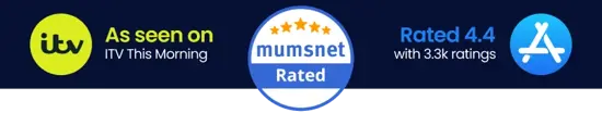 As seen on ITV · Mumsnet Rated · Rated 4.4 on the App Store